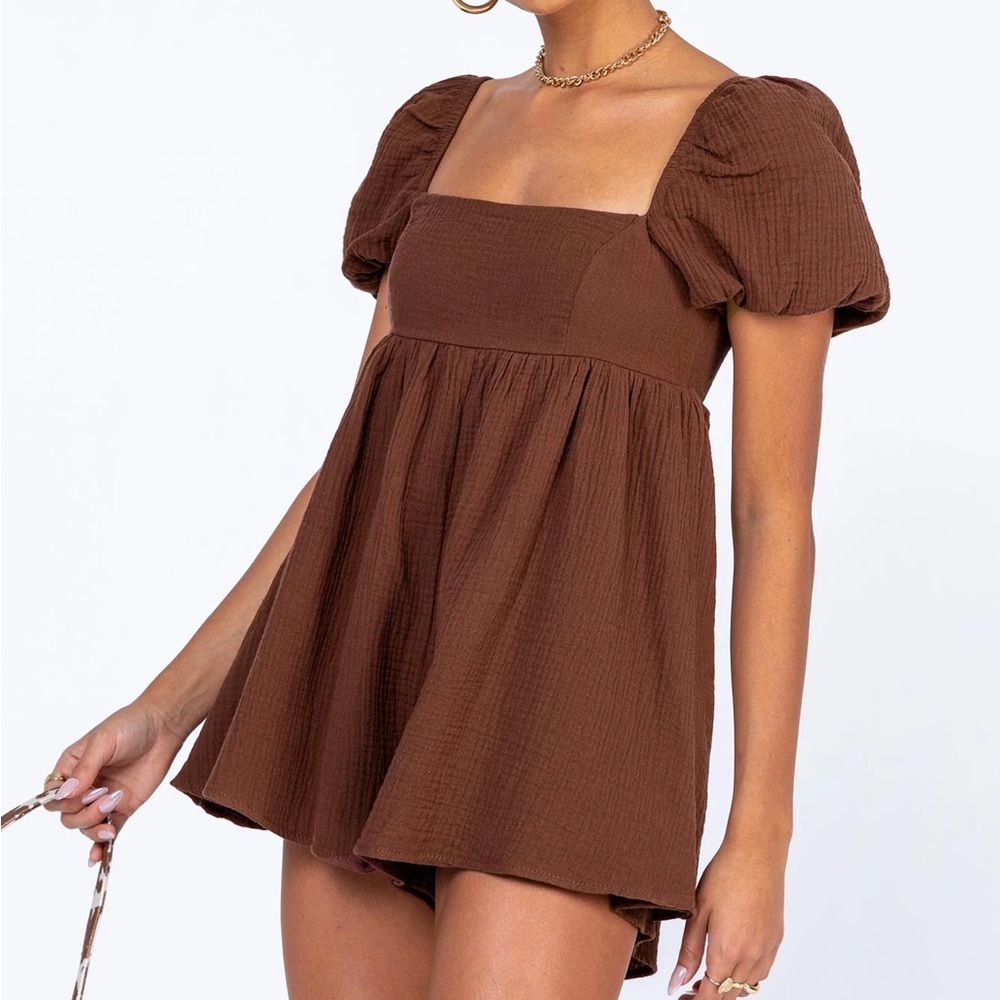 Princess Polly Brown Backless Puff Sleeve Dress